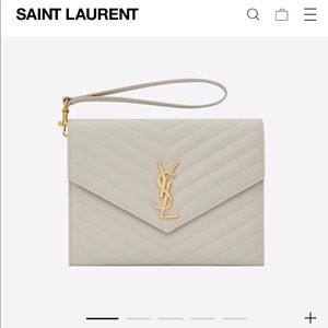 CASSANDRE SAINT LAURENT FLAP POUCH IN QUILTED GRAIN DE POUDRE EMBOSSED LEATHER